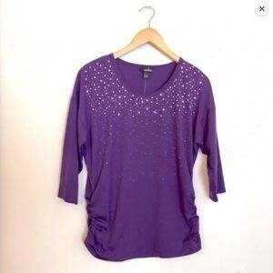 NWT Erika Purple Top with Sparkle sequin Accent